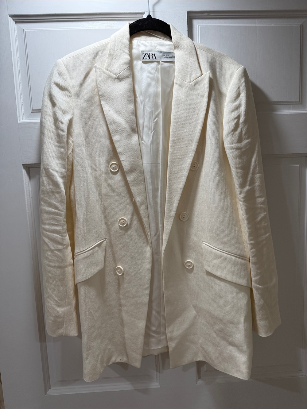 Zara Cream Double-Breasted Blazer Jacket